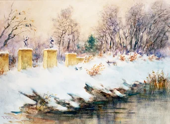 Schneefall auf dem Naviglio