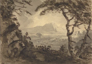 Landschaft mit Berg in der Mitte der Ferne