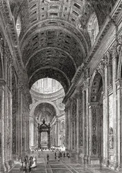 Innenansicht der Petersbasilika, Vatikanstadt, Rom, Italien im späten 19. Jahrhundert. Aus Italian Pictures von Rev. Samuel Manning, veröffentlicht ca. 1890.