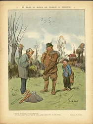 Illustration von Ricardo Flores (1878-1918) in Le Lire, 04/01/13 - Der Grund des Trinkers ist immer der beste - Kampagne, Kindheit, Jagd Jäger, Kathedralen Kirchen, Alkohol Alkoholismus