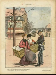 Illustration von Ricardo Flores (1878-1918) in Le Rire, 29.02.08 - Größe - Paris, Berufe, Architektur Urbanismus, Liebe, Geschäfte, Metro - Wäscherinnen