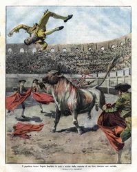 Tod des Toreros JOSE CLARO PEPETE in Murcia am 7. September 1910. Illustration von Salvadori für die Domenica del Corriere vom 18. September