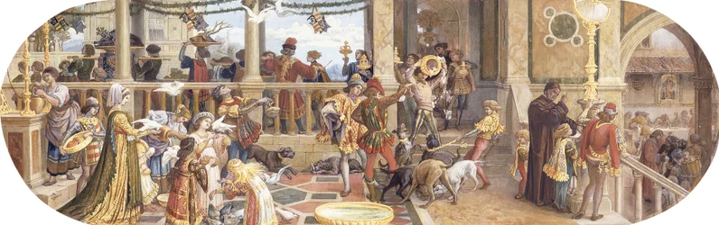 Ein Florentiner Fest: Die Reste zu den Tieren und dem Tisch der Armen bringen