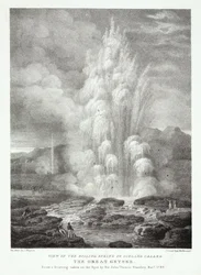 Ansicht der kochenden Quelle in Island, genannt der Große Geysir