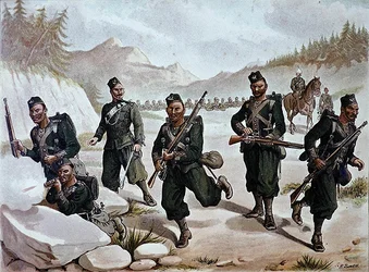 Die 3. Gurkhas im Gefecht, die anglo-indische Armee der 1880er Jahre