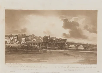 An den Ufern der Marne unterhalb der Brücke bei Charenton 1803; Platte 19 aus Ansichten in Paris, das Emanuel-Volumen Nachzeichnung der Platte B1981.25.2628