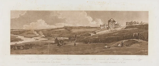 Blick von der Palastterrasse in St. Germain en Laye; Das Aquädukt von Marli in der Ferne 1803; Platte 16 aus Ansichten in Paris, das Emanuel-Volumen Nachzeichnung der Platte, B1981.25.2625
