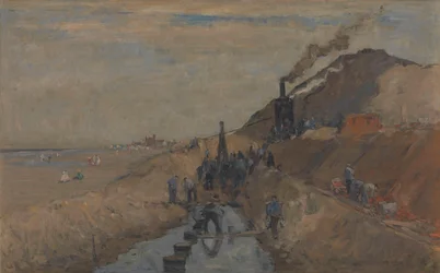 Deichbau am Strand von Knokke