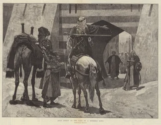 Arabische Häuptlinge am Tor einer belagerten Stadt
