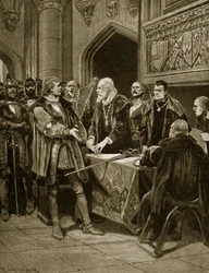 Lord Thomas Fitzgerald wirft sein Schwert nieder, Illustration aus 