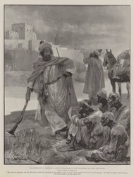 Die Rebellion in Marokko, gefangene Anhänger des Prätendenten warten auf ihre Hinrichtung