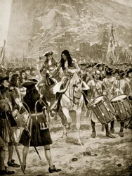 Die Übergabe von Gibraltar an die Engländer, 24. Juli 1704, Illustration aus 