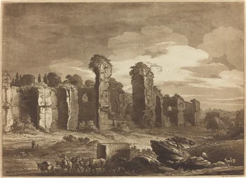 Ansicht der Überreste der Caracalla-Thermen, vom Jesuitengarten in Rom aus gesehen