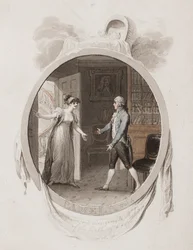 Miss Darnford bringt Mr. B die Nachricht von der Geburt eines Sohnes, Brief 18, Illustration für eine Ausgabe von 