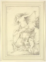 Allegorie des Glücks auf einem Globus, umgeben von Putti