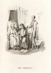 Das Skelett des Todes und der Quacksalber (1827, Gravur)