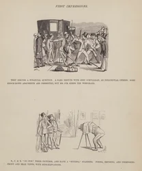 Seite aus Die amerikanische Tour von Herrn Brown, Jones und Robinson (Gravur)