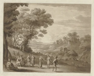 Landschaft mit tanzenden Figuren