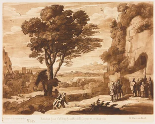 Liber Veritatis: Nr. 145, Eine Landschaft mit Figuren, Simon vor Priamos gebracht, 1776
