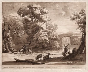 Liber Veritatis: Nr. 39, Eine Landschaft mit Hirten, der Dudelsack spielt, und Ziegen, die weiden, 1774