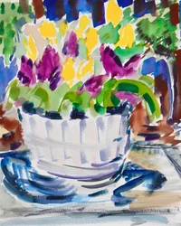 Blumen in einem Fass