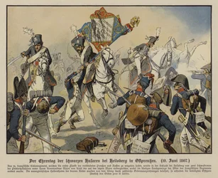 Der Angriff der Schwarzen Husaren in der Schlacht bei Heilsberg, Ostpreußen