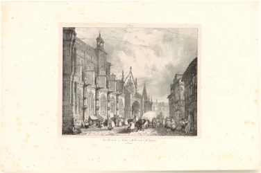 Ansicht der Kirche Saint-Gervais-et-Saint-Protais in Gisors, Blatt der Folge „Voyages pittoresques et romantiques dans l