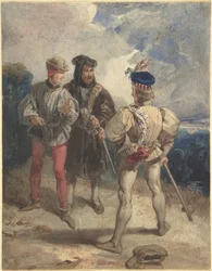 Quentin Durward und der verkleidete Ludwig XI. (Vorderseite); Studie einer männlichen Figur (Rückseite)