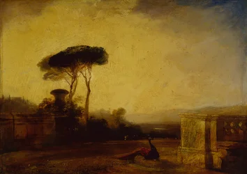 Blick auf das Gelände einer Villa bei Florenz