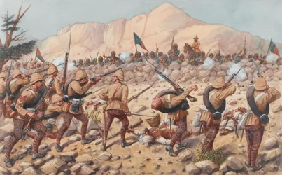 72. Herzog von Albanys eigene Highlander im Vormarsch bei Peiwar Kotal
