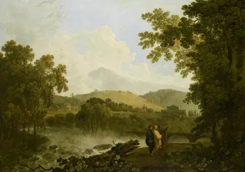 Cicero und seine Freunde, Atticus und Quintus, in seiner Villa in Arpinum