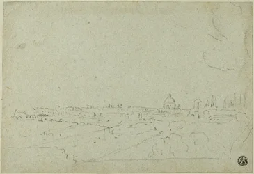Blick auf den Petersdom vom Palast der Cäsaren, mit dem Circus Maximus unten