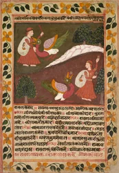 Seite mit zwei Szenen von Sitas Entführung, aus einem Ramayana