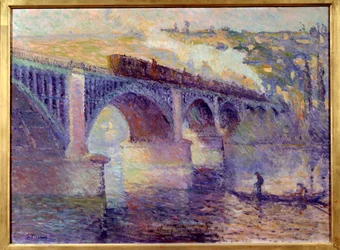 Le pont aux Anglais, Sonnenuntergang, Gemälde von Robert Pinchon (1886-1943) 20. Jahrhundert