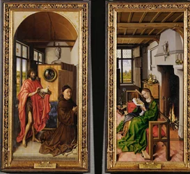Heiliger Johannes der Täufer und der Franziskanertheologe Heinrich von Werl und Heilige Barbara