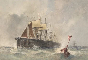 Das Aussetzen der Boje vom Bug der Great Eastern am 8. August 1865, 1865-66