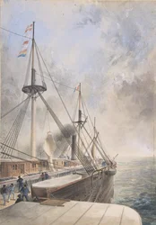 Blick vom Steuerbord-Paddelkasten auf das Deck der Great Eastern