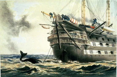 HMS Agamemnon verlegt das ursprüngliche Atlantikkabel, aus 