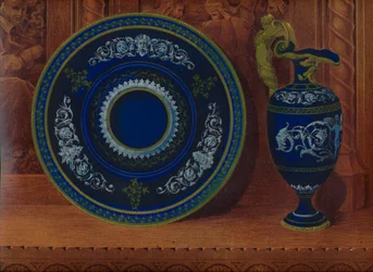 Porzellan-Kanne & Plateau, 1863