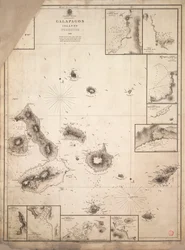 Karte der Galapagos-Inseln, vermessen während der Reise der HMS 