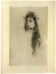 Kopf einer Frau mit langem Haar
