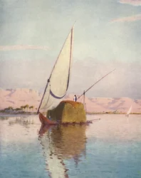 Ein Tibbin-Boot auf dem Nil