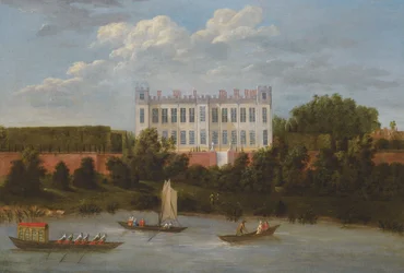 Ein Blick auf Syon House von der Themse