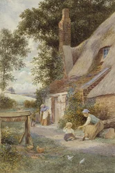 Figuren bei einem Cottage