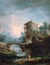 Landschaft mit Wasserfall