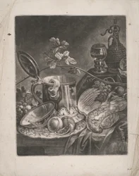 Stillleben mit Krug und Dessertschale