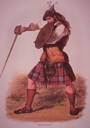 Krieger des Clans MacLachlan, graviert von L. Dickinson