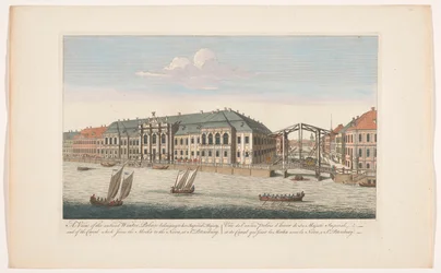 Ansicht des Winterpalastes und des Kanals zwischen den Flüssen Mojka und Neva in Sankt Petersburg