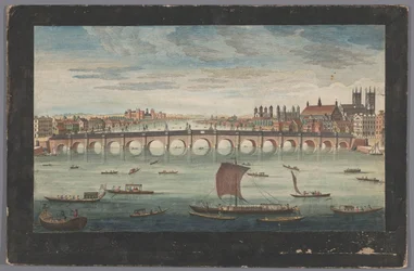 Ansicht der Westminster Bridge über die Themse in London, Blick von der Nordseite