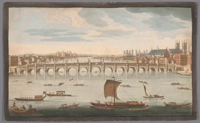 Ansicht der Westminster Bridge über die Themse in London, von der Nordseite gesehen